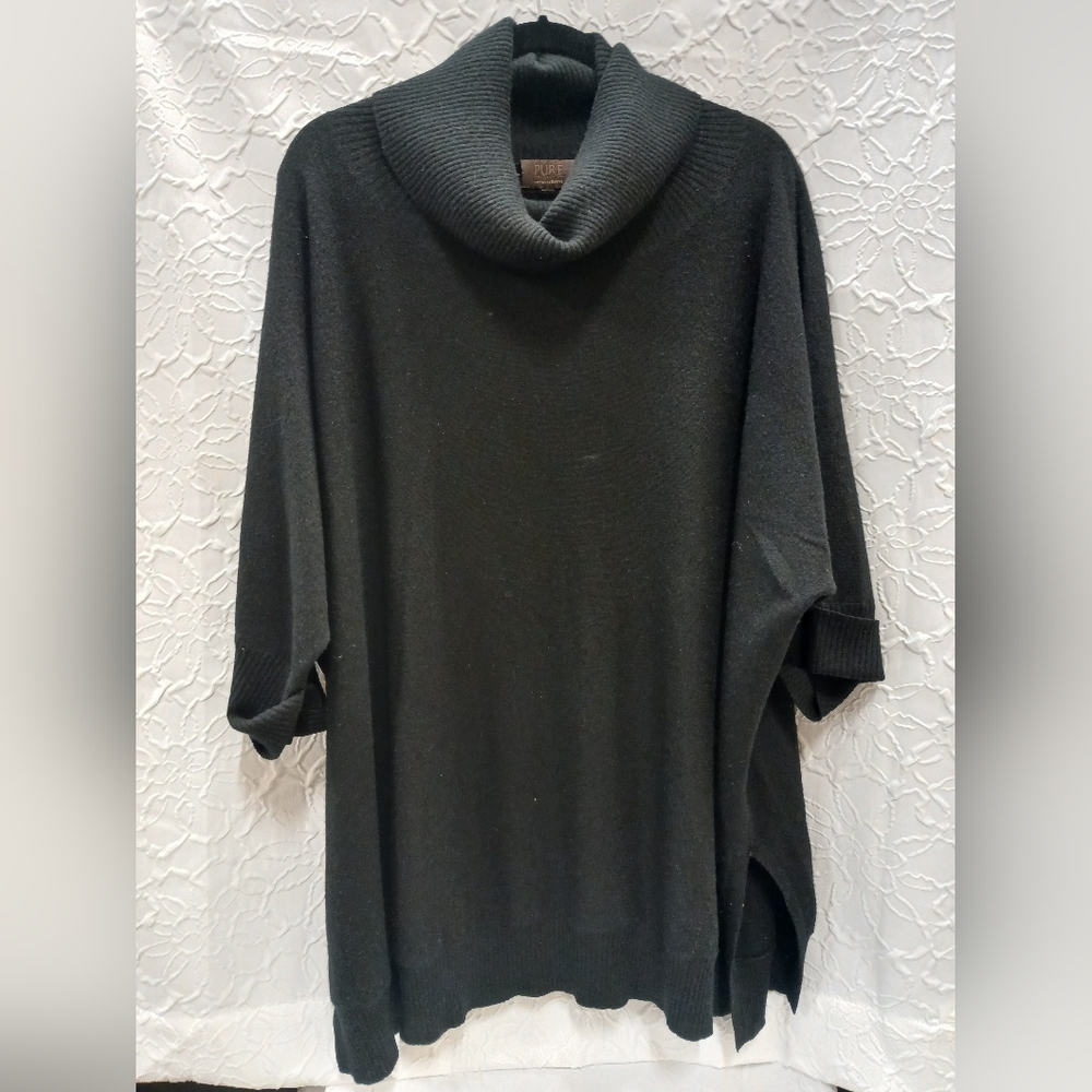 Black Sweater with Ribbed Collar